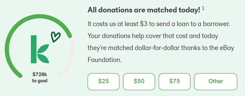 Kiva donations matched by eBay Foundation